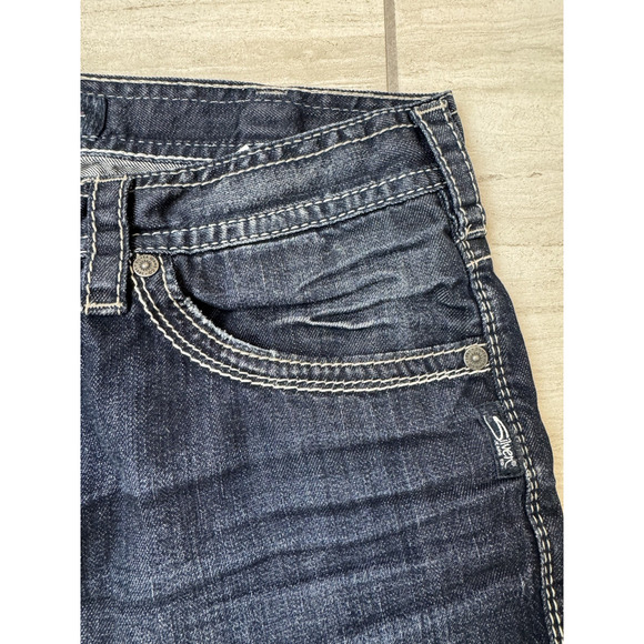 Silver Jeans Mens 36x30 Blue Denim Zac Bootcut Distressed‎ Grunge Cotton - Picture 2 of 8